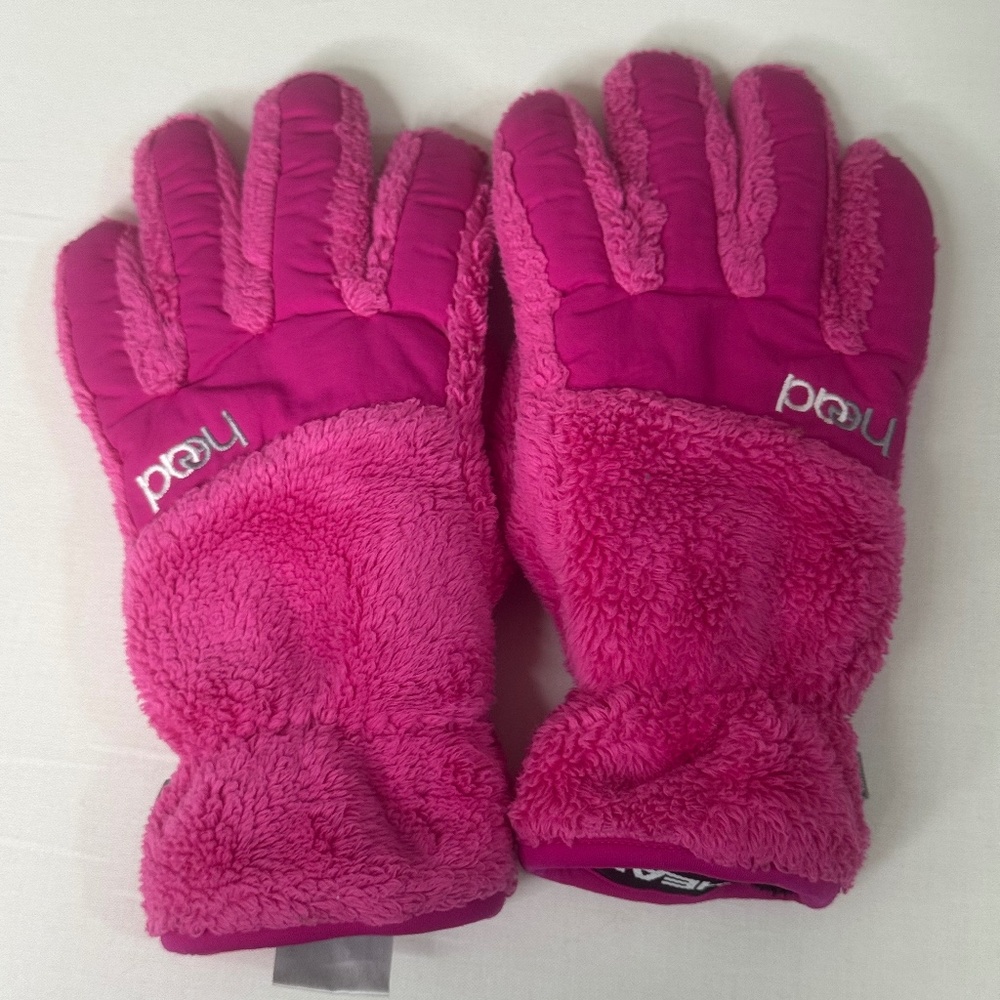 HEAD Pink Faux Fur Insulated Winter Gloves– Touchscreen Fingers – Size M (Youth)